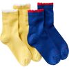 L.L.Bean - Scalloped Edge Micro Crew Sock - Women's - 2-Pack - Classic Navy/Light Yellow