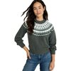 L.L.Bean - Cotton Ragg Relaxed Yoke Fair Isle Crewneck Sweater -Women's - Thyme Fair Isle