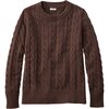 L.L.Bean - The Original Double L Cable Crewneck Reg Sweater - Women's - Deepest Brown Heather