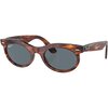 Ray-Ban - Wayfarer Oval Polarized Sunglasses - Women's - Striped Havana/Dark Blue Polar