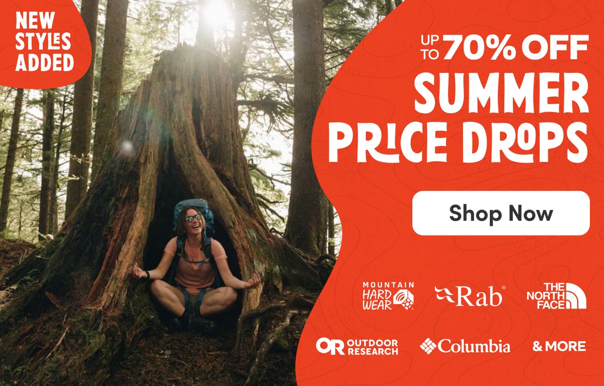Up to 70% off summer price drops on Mountain Hardwear, Rab, The North Face, Outdoor Research, Patagonia & more. New styles added. Hiker in tree hollow. Shop Now.
