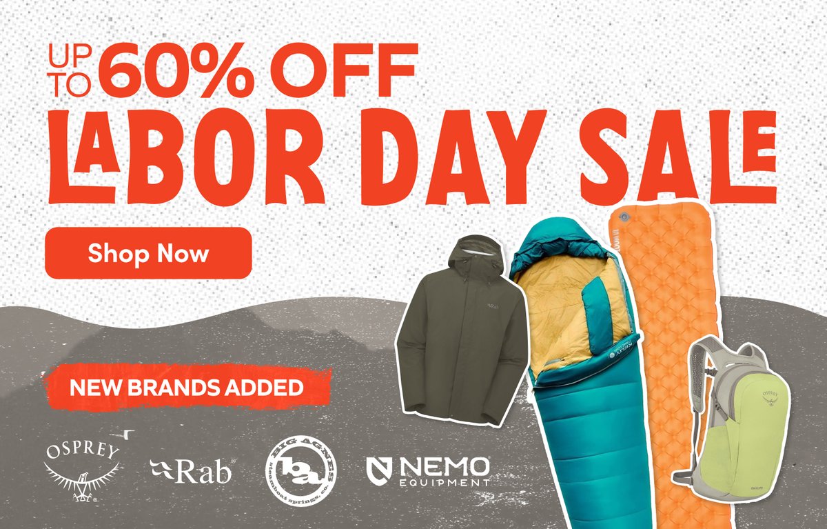Up to 60% off Labor Day Sale — tent, sleeping bag, backpack & cycling gear. Cyclists and campers with outdoor equipment. Shop now.