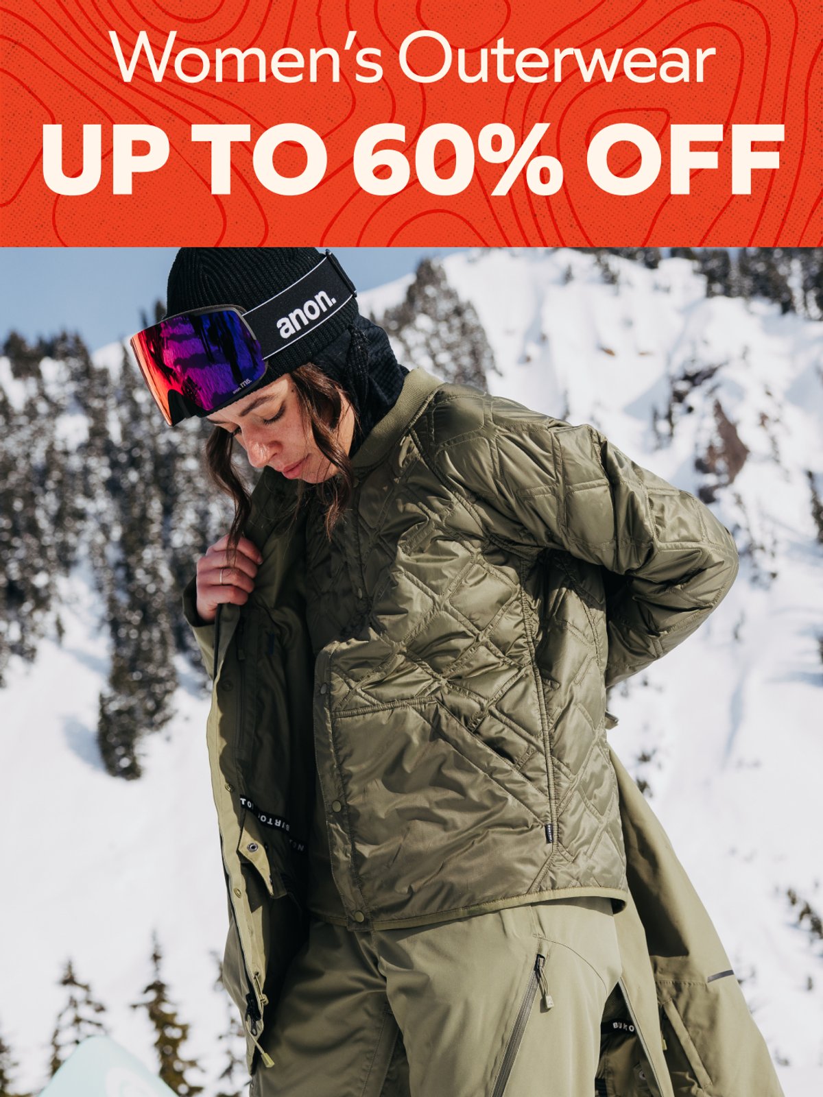 Up to 60% off women’s outerwear. 