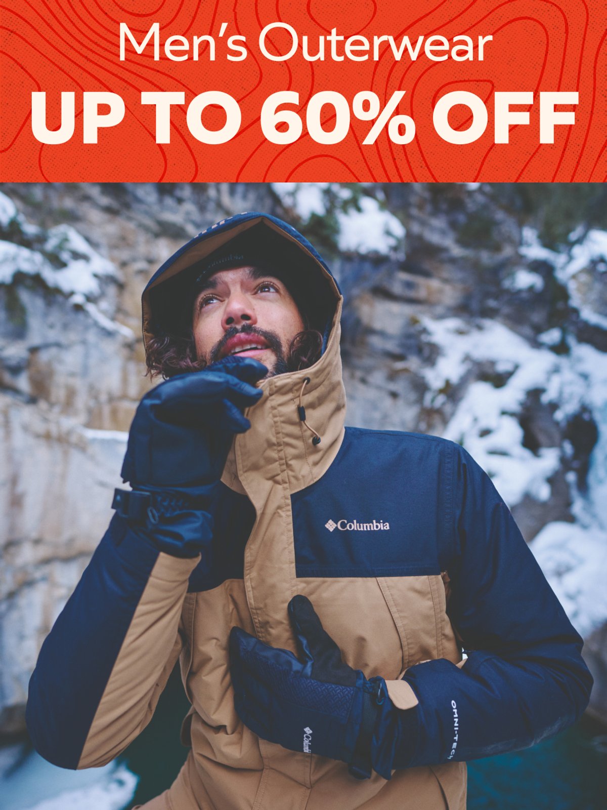 Up to 60% off Men’s outerwear. 
